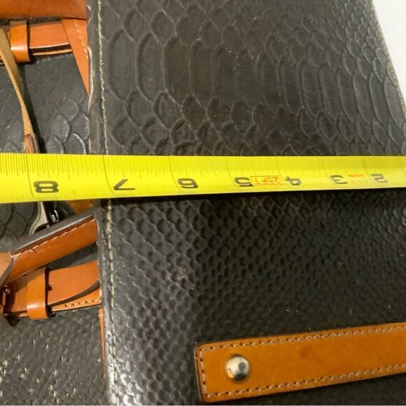 Dooney & Bourke Black Brown  Leather Python Exotic Satchel Buckle Handbag - Picture 12 of 13